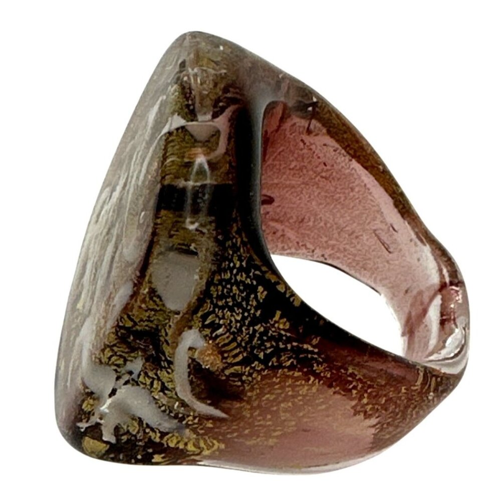 Metallic Purple Gold Swirl Glass Ring Vintage Handcrafted Y2k Preppy Bold City - Picture 5 of 8